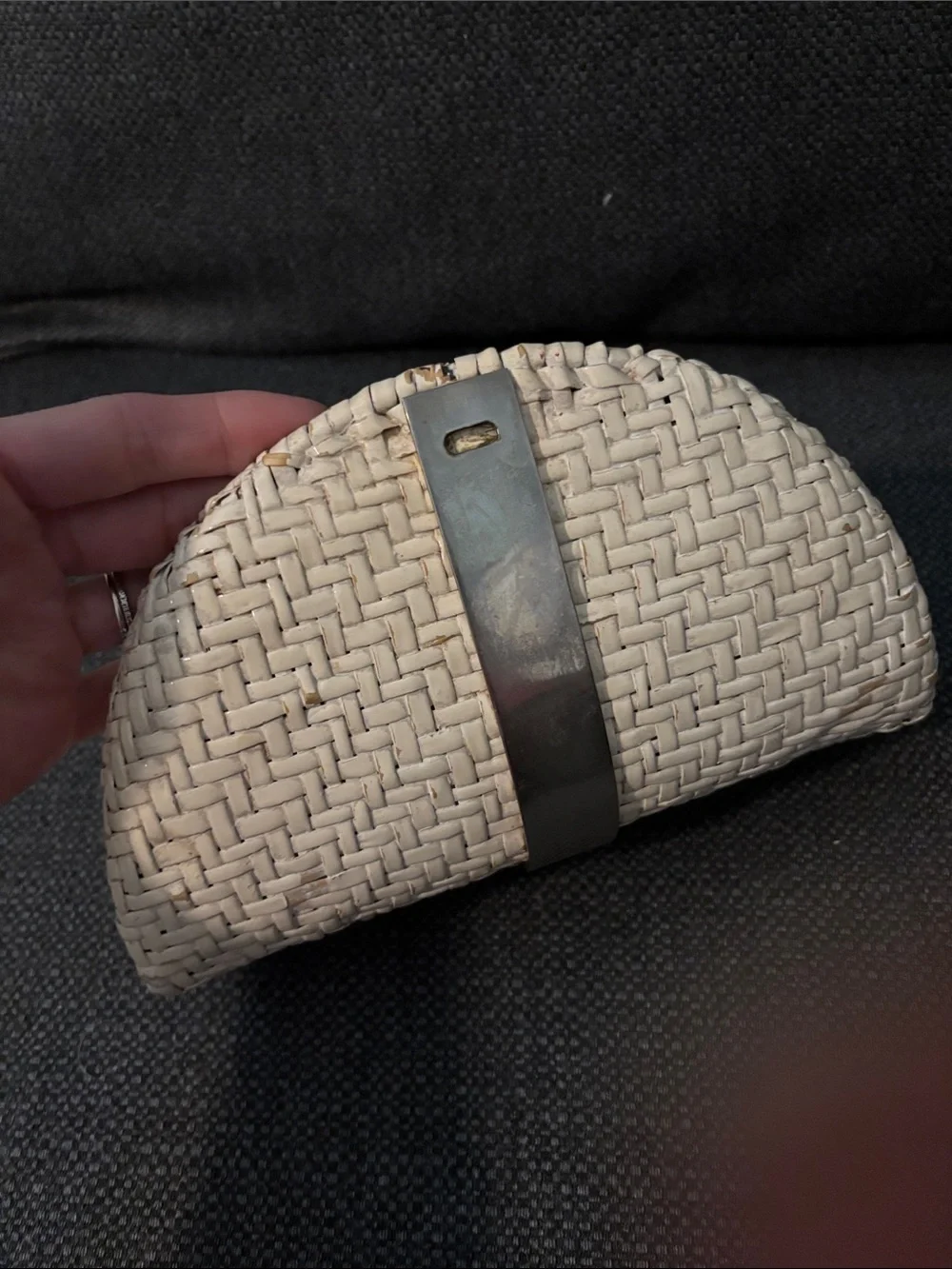 Vintage white wicker clutch
